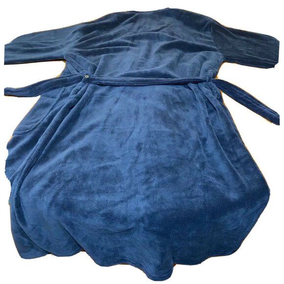 Plush Blue Intimo Unisex Robe With Tie Belt One Size 100% Polyester Cozy & Soft - Picture 5 of 6